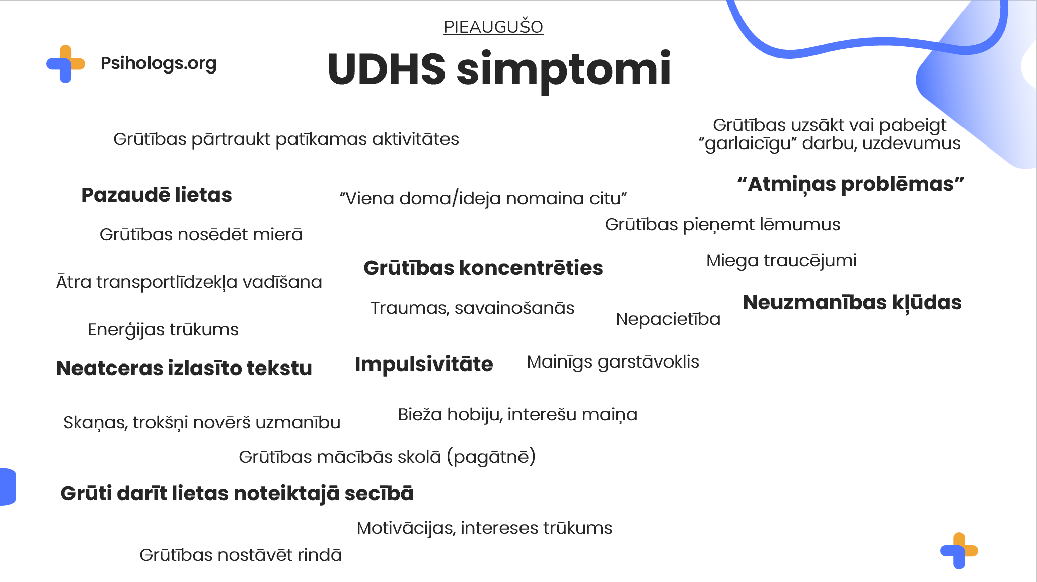 udhs pieaugušajiem simptomi